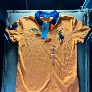 Orange With blue details short sleeve Polo Shirt